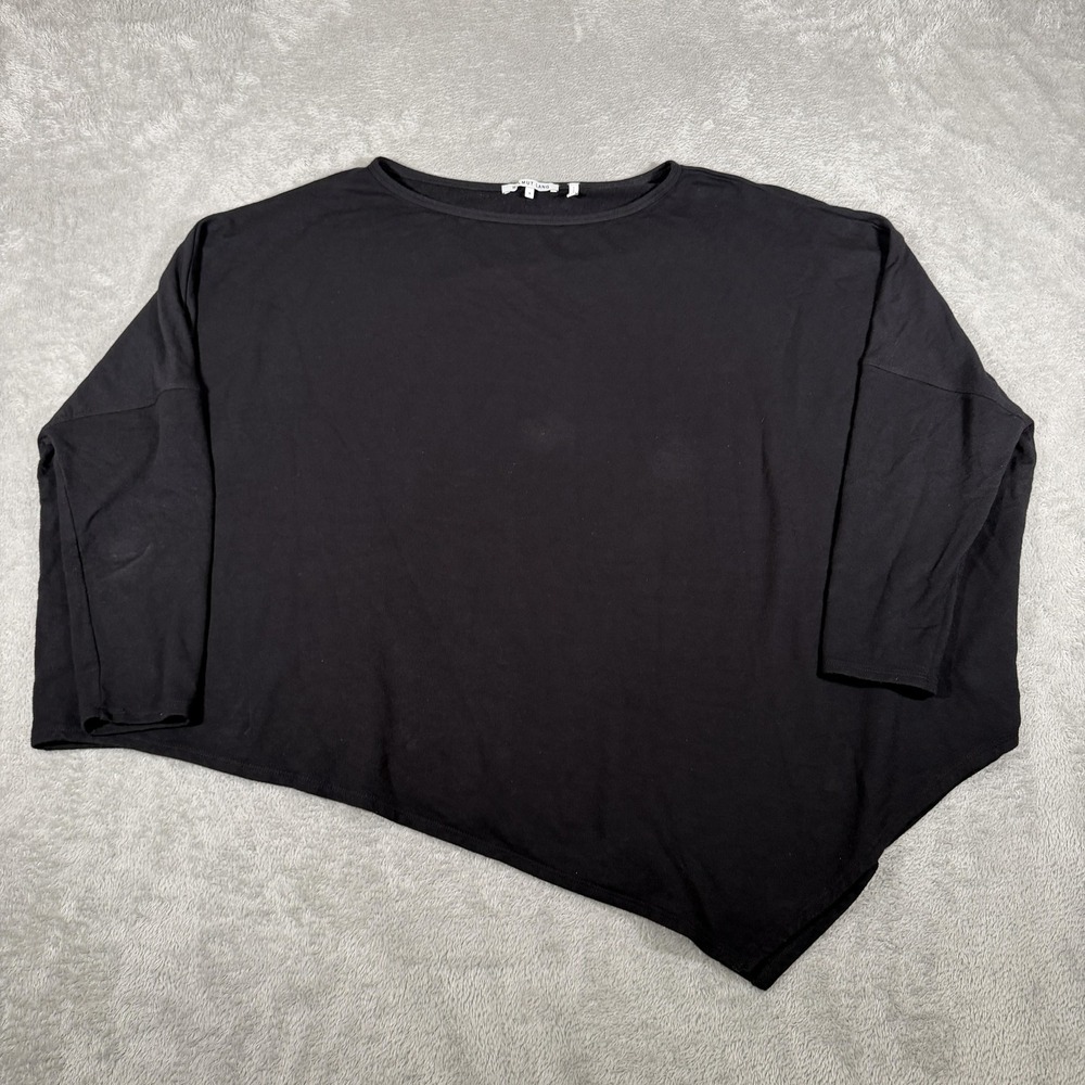 Helmut Lang Pullover Womens Small Black Asymmetric Slanted Hem Oversized Dolman